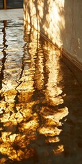 Wall Mural - a reflection of trees in a pool of water. the water is brown and the trees are in the background. th