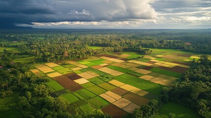 Poster - Aerial View of a Diverse Agricultural Landscape