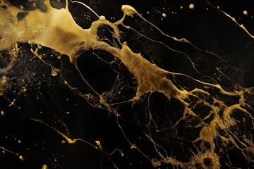 Poster - Liquid gold splashes frozen in time against a black background