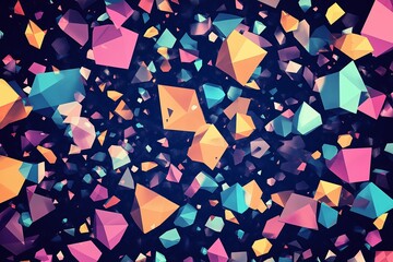 Poster - Randomly scattered polygons forming a kaleidoscope effect
