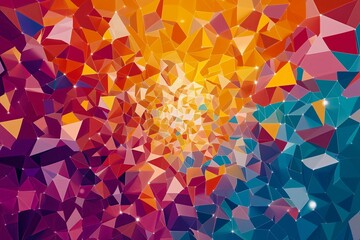 Poster - Randomly scattered polygons forming a kaleidoscope effect