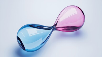 Aufkleber - Abstract hourglass design with blue and pink glass, symbolizing time's passage and duality.