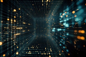 Poster - complex grid of digital lines and dots representing advanced technology concept