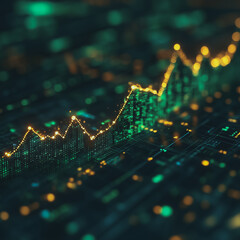 Poster - Digital Growth: An abstract, stylized representation of data growth, depicted as a glowing upward trend line on a circuit board.  The image evokes feelings of progress.