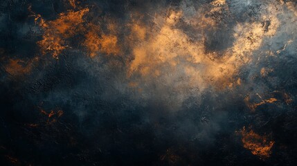 Aufkleber - Swirling soft clouds of orange and gray fill the canvas, evoking a sense of mystery and depth. The dynamic interplay of colors brings a captivating energy to the dark slate backdrop