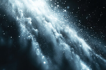 Aufkleber - Abstract cosmic scene with swirling nebula clouds and sparkling dust particles in a dark space.