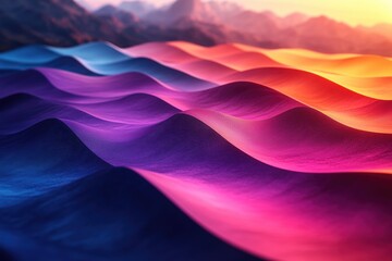 Poster - colorful abstract wave patterns create dynamic visual effects at sunset