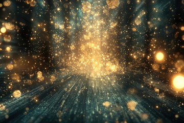 Aufkleber - A mesmerizing display of golden and teal glitter, creating a radiant and sparkling background.