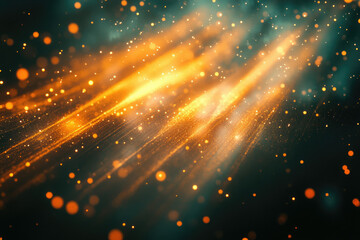 Aufkleber - Abstract background with golden glittering particles and bokeh lights, creating a magical, ethereal effect.