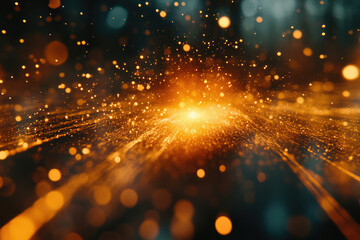Aufkleber - Glowing golden particles radiating outwards, creating a dazzling, magical, and ethereal effect.