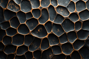 Fototapete - Abstract bronze metal texture with an organic, honeycomb-like pattern.