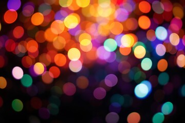 Aufkleber - Abstract colorful bokeh light background with vibrant circular shapes on a dark backdrop.