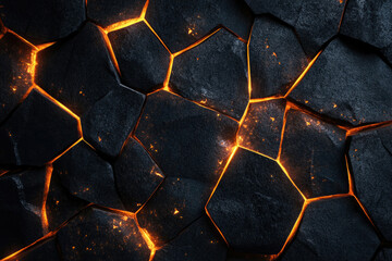 Aufkleber - Glowing lava cracks through dark, fragmented stone, creating a fiery, textured surface.