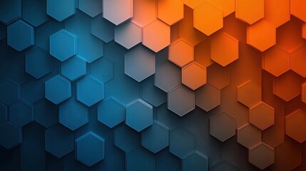 Poster - Abstract hexagon pattern background with blue and orange gradient.