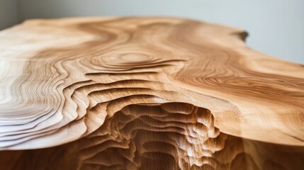 Wall Mural - Carved Wooden Table Top with Intricate Grain Patterns