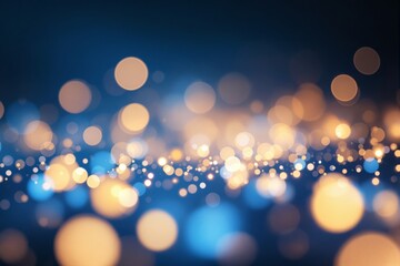 Poster - Abstract blurred bokeh lights in blue and golden tones on a dark background.