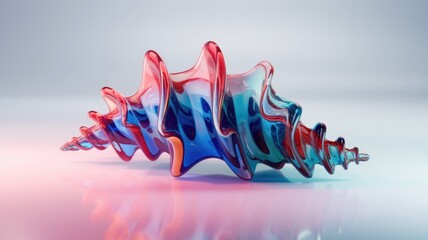 Poster - Abstract swirling glass sculpture in red and blue, resembling a seashell.
