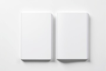Poster - Blank white hardcover book mockup, double layout template on clean white background.