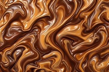 Poster - Abstract swirls of brown and caramel tones forming a glossy texture background.
