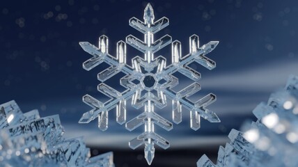 Poster - A detailed, crystalline snowflake, a symbol of winter's beauty and cold.