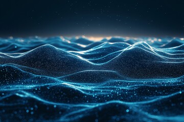 Poster - Waves shimmering under moonlight create a mesmerizing view in a tranquil ocean setting
