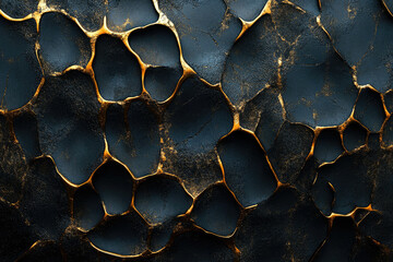 Aufkleber - Abstract dark texture with gold veins, resembling cracked earth or a luxurious stone surface.