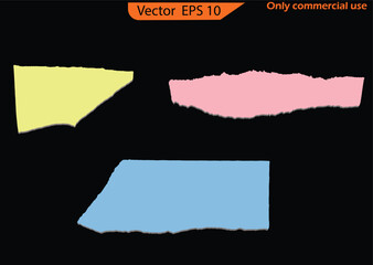 Wall Mural - Set of vector banners with different colors. Paper Scraps Set. Torn and Ripped Notebook Page Pieces with Grainy Paper Strips. EPS 10. 
