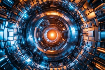 Poster - Intricate futuristic tunnel with glowing elements showcasing advanced technology and design