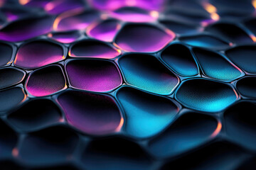 Fototapete - Abstract 3D render of iridescent, interconnected, organic shapes with a textured surface.
