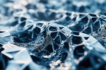 Poster - Abstract metallic surface with geometric patterns.