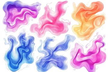 Poster - Colorful abstract shapes in vibrant shades of blue, pink, orange, and purple create dynamic visual expressions of motion and creativity
