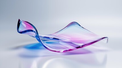 Poster - Abstract glass sculpture with flowing, translucent blue and pink hues.