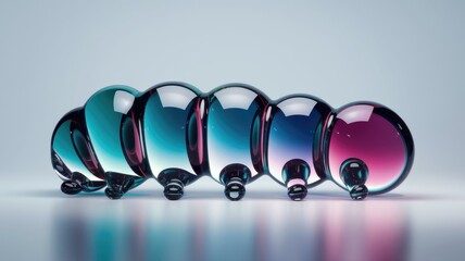 Poster - Abstract glass sculpture resembling a caterpillar, with teal and purple gradient colors.