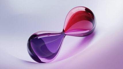 Poster - Abstract hourglass, purple and red glass, flowing liquid, time concept.