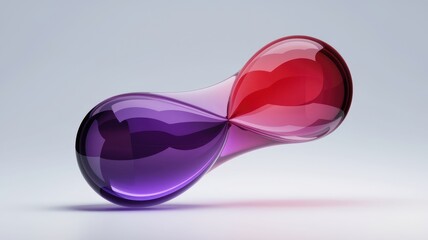 Aufkleber - Abstract 3D rendering of intertwined purple and red glass spheres, reflecting light.