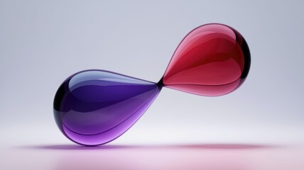 Aufkleber - Abstract hourglass form with vibrant purple and red glass teardrops.
