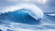 © Login - Barrel wave for surfing in the blue ocean. Stormy heavy sea. A strong storm with big waves in the ocean. Power of nature. Illustration for cover, card, postcard, interior design, decor or print.