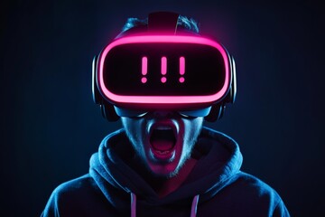 Aufkleber - Excitement and immersion experienced through vibrant virtual reality headset at nighttime