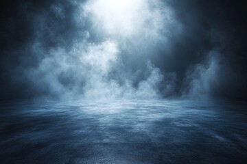 Poster - Mysterious fog envelops a dark, quiet space creating an atmospheric and dramatic setting for creative projects