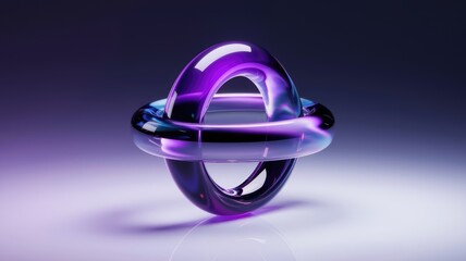 Poster - Abstract 3D rendering of a vibrant purple and blue glass orb, interlocked rings creating a mesmerizing visual.