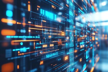 Aufkleber - Vibrant digital abstraction showcasing interconnected data streams in a futuristic environment