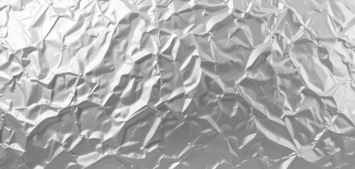 Poster - Textured Silver Foil Surface Background with Crinkled Metallic Pattern Detail
