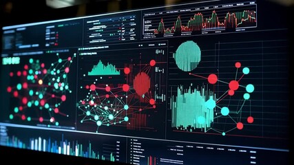 Poster - an intricate visualization panel on a computer screen showcasing realtime data analysis with ed data