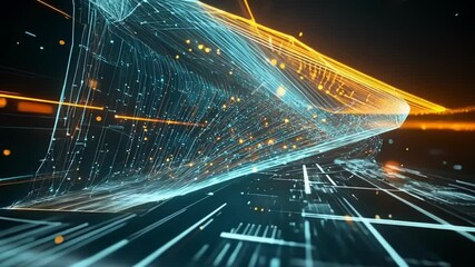 Poster - a closeup view of a computer screen where an animated graph rises dynamically with intersecting line