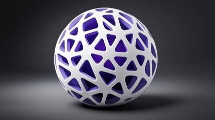 Poster - Abstract purple and white sphere with geometric cutouts.