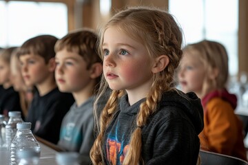 Poster - Children engaged in a learning activity in a modern classroom setting during a workshop
