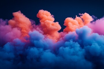 Aufkleber - Colorful clouds of blue and orange vapor swirl together in a dramatic display against a dark background
