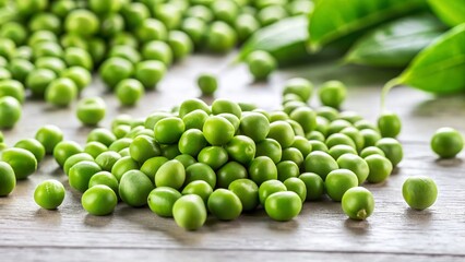 Canvas Print - Vintage Style Photo: Fresh Green Peas on White Background - High Resolution Stock Image