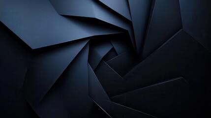 Poster - Dark geometric shapes swirling, forming hypnotic vortex with gradient tones building abstract visual depth and dynamic movement