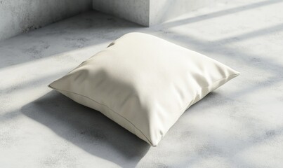 Wall Mural - A white pillow sits on a grey floor